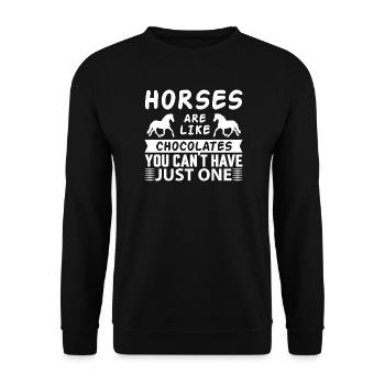 Les chevaux comme les chocolats ne peuvent pas en avoir un - Sweat-shirt Unisexe - noir - Devant - Alina (178cm) & Michal (187cm)