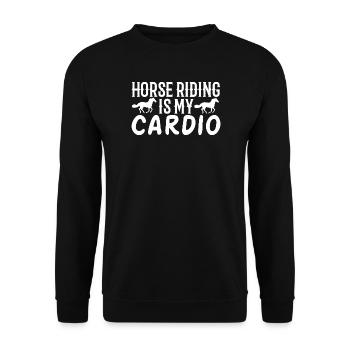 My cardio is my horse - Unisex Pullover - Schwarz - Vorne - Alina (178cm) & Michal (187cm)