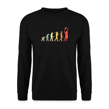 Tennis Evolution Retro-Geschenk für Tennisspieler - Unisex Pullover - Schwarz - Vorne - Alina (178cm) & Michal (187cm)