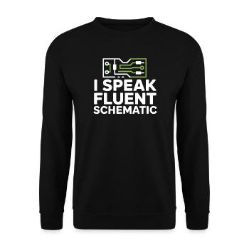 Je parle couramment la technologie des schémas circuités - Sweat-shirt Unisexe - noir - Devant - Alina (178cm) & Michal (187cm)