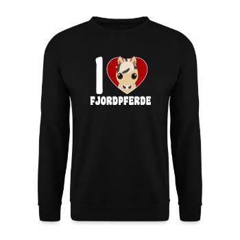 Ich liebe Fjordpferde - Unisex Pullover - Schwarz - Vorne - Alina (178cm) & Michal (187cm)