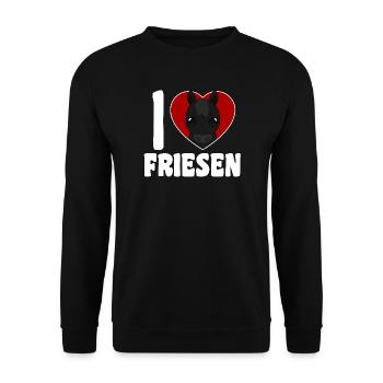 I Love Friesians - Horse Heart - Unisex Sweatshirt - black - Front - Alina (178cm) & Michal (187cm)