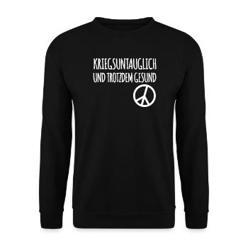 Kriegsuntauglich Peace - Unisex Pullover - Schwarz - Vorne - Alina (178cm) & Michal (187cm)