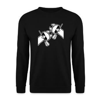 Zwei Coole Lamas Sonnenbrille Dartpfeil Maul Team - Unisex Pullover - Schwarz - Vorne - Alina (178cm) & Michal (187cm)