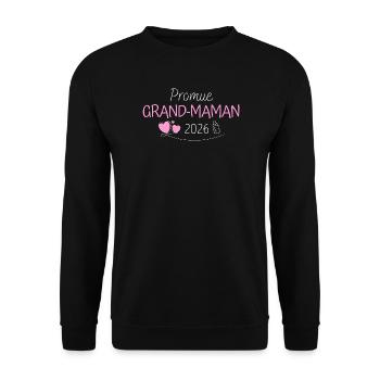 Promue Grand-Maman 2026 Cadeau Future Mamie - Sweat-shirt Unisexe - noir - Devant - Alina (178cm) & Michal (187cm)