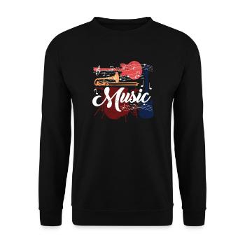 Vivid Music Motif with Instruments - Unisex Sweatshirt - black - Front - Alina (178cm) & Michal (187cm)