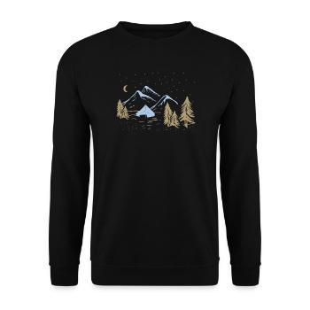 Nacht-Bergcamping-Szene - Unisex Pullover - Schwarz - Vorne - Alina (178cm) & Michal (187cm)