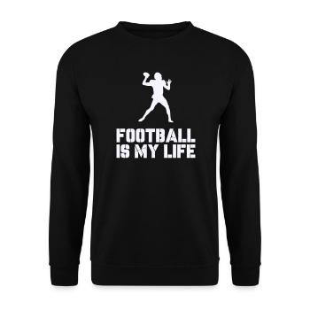 Football ist mein Leben Silhouette - Unisex Pullover - Schwarz - Vorne - Alina (178cm) & Michal (187cm)