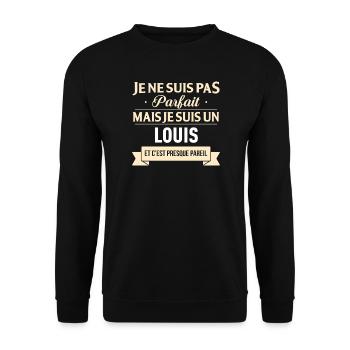 Je Ne Suis Pas Parfait Mais Je Suis Un Louis Et... - Sweat-shirt Unisexe - noir - Devant - Alina (178cm) & Michal (187cm)