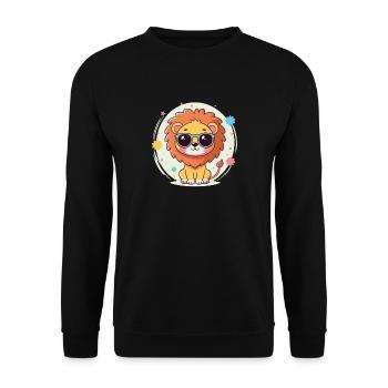 Cute Lion Sunglasses - Unisex Sweatshirt - black - Front - Alina (178cm) & Michal (187cm)