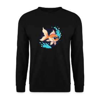 Retro Golden Fish Gläser - Unisex Pullover - Schwarz - Vorne - Alina (178cm) & Michal (187cm)