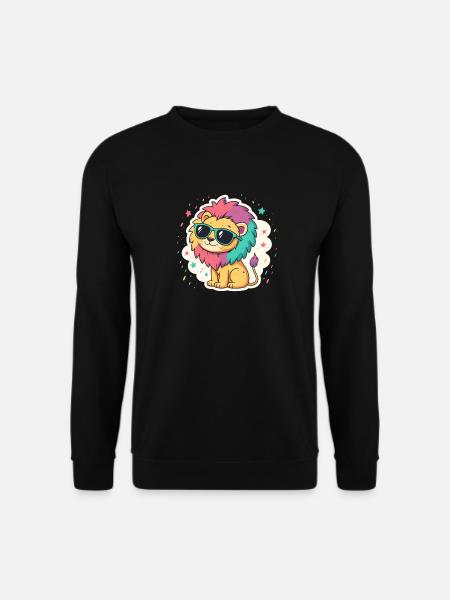Rainbow Lion With Glasses - Unisex Sweatshirt - black