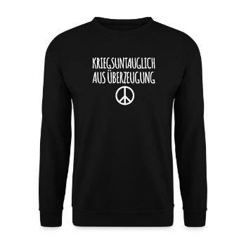 Peace Symbol Gegen Krieg - Unisex Pullover - Schwarz - Vorne - Alina (178cm) & Michal (187cm)