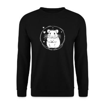 Herz-Hamster im Kreis - Unisex Pullover - Schwarz - Vorne - Alina (178cm) & Michal (187cm)