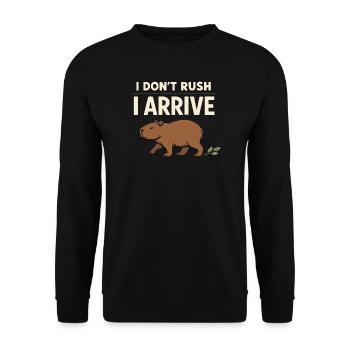 Cute Capybara Stress Reliever, No Stress, - Unisex Sweatshirt - black - Front - Alina (178cm) & Michal (187cm)