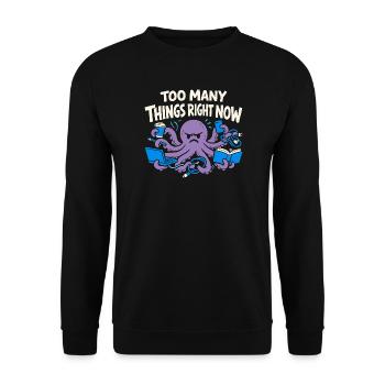 Funny Octopus Overstimulated - Unisex Sweatshirt - black - Front - Alina (178cm) & Michal (187cm)