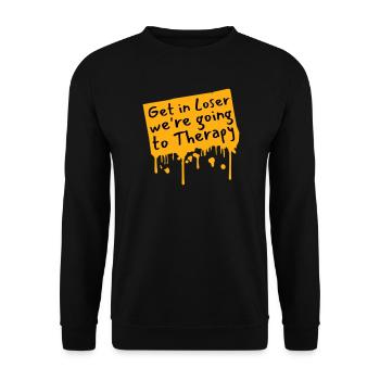 Get In Loser We're Going To Therapy Therapie Logo - Unisex Sweatshirt - black - Front - Alina (178cm) & Michal (187cm)