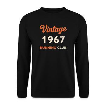 Vintage 1967 Running Club Geburtstag Geschenkidee - Unisex Pullover - Schwarz - Vorne - Alina (178cm) & Michal (187cm)