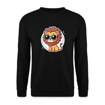 Lionceau lunettes pastel - Sweat-shirt Unisexe - noir - Devant - Alina (178cm) & Michal (187cm)