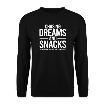Chasing Dreams and Snacks - Unisex Sweatshirt - black - Front - Alina (178cm) & Michal (187cm)