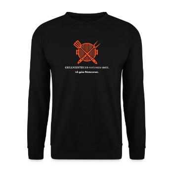 Grillmeister Röstaromen Lustiger Spruch - BBQ Gril - Unisex Pullover - Schwarz - Vorne - Alina (178cm) & Michal (187cm)