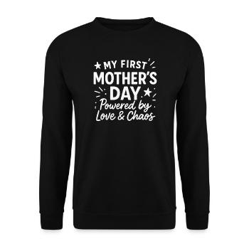 First Mother's Day Humor Mom Gift Idea Family - Unisex Sweatshirt - black - Front - Alina (178cm) & Michal (187cm)