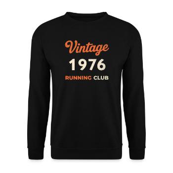 Vintage 1976 Running Club Geburtstag Geschenkidee - Unisex Pullover - Schwarz - Vorne - Alina (178cm) & Michal (187cm)