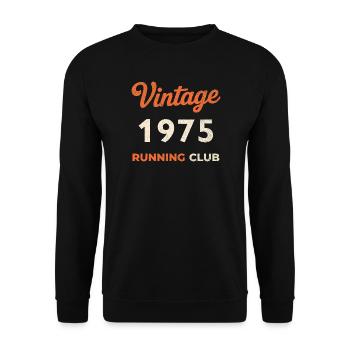 Vintage 1975 Running Club Geburtstag Geschenkidee - Unisex Pullover - Schwarz - Vorne - Alina (178cm) & Michal (187cm)