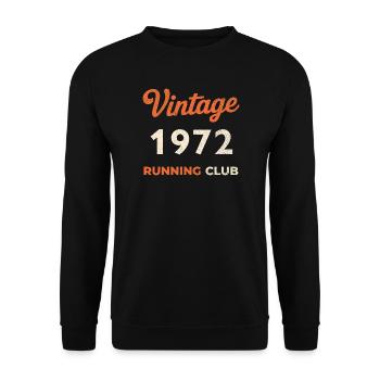 Vintage 1972 Running Club Geburtstag Geschenkidee - Unisex Pullover - Schwarz - Vorne - Alina (178cm) & Michal (187cm)