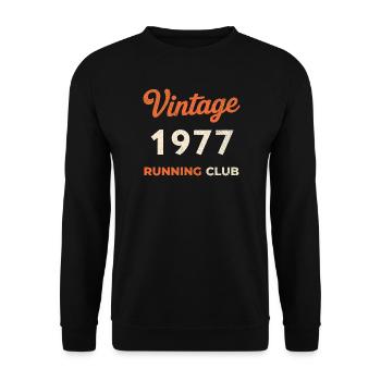 Vintage 1977 Running Club Geburtstag Geschenkidee - Unisex Pullover - Schwarz - Vorne - Alina (178cm) & Michal (187cm)