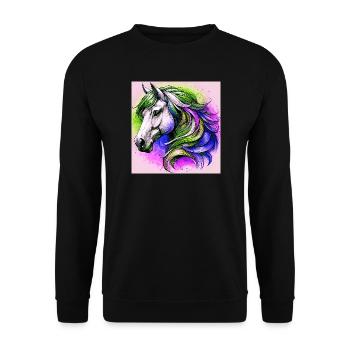horse - Unisex Sweatshirt - black - Front - Alina (178cm) & Michal (187cm)