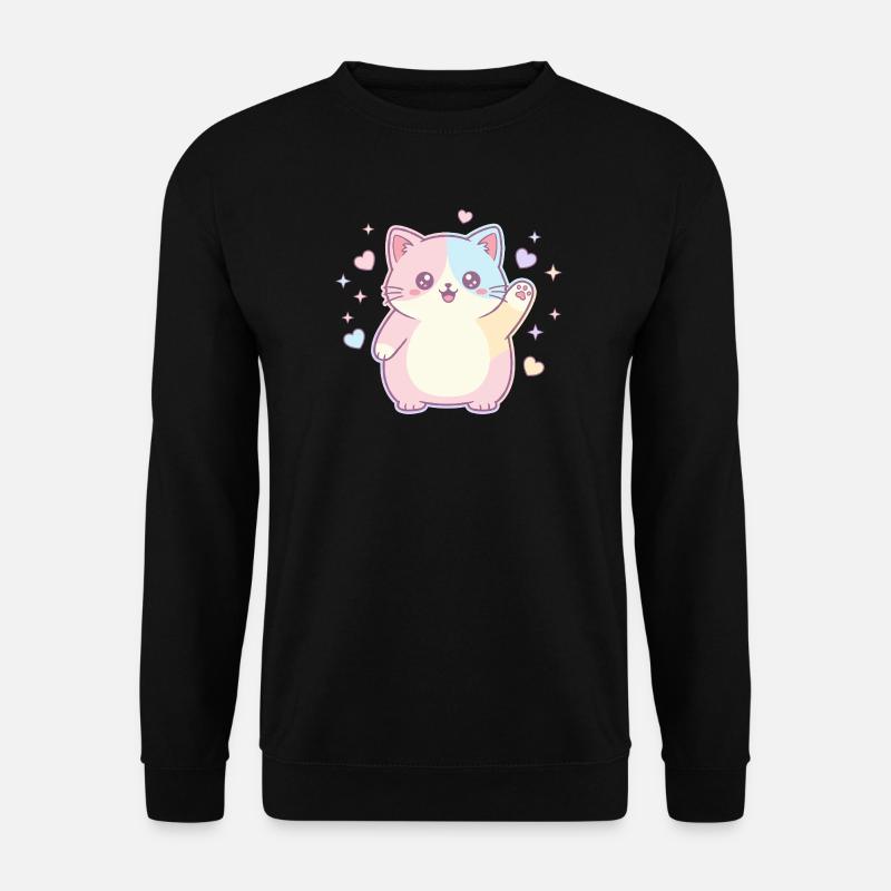 Pastel Kitten Heart Joy - Unisex Sweatshirt - black