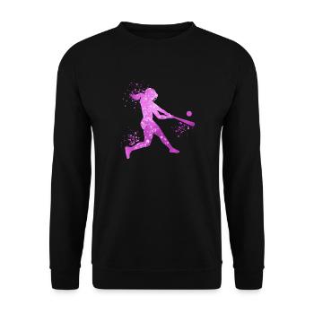 Baseball Mädchen Frauen Softball Spieler - Unisex Pullover - Schwarz - Vorne - Alina (178cm) & Michal (187cm)