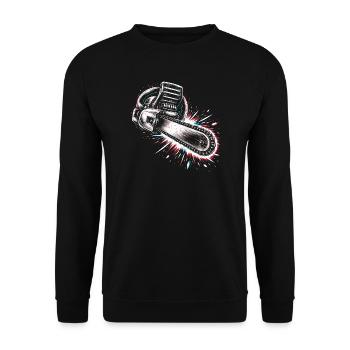 Chainsaw Tool Lumberjack Design - Unisex Sweatshirt - black - Front - Alina (178cm) & Michal (187cm)