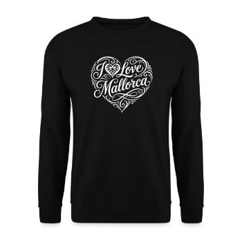 Ich Liebe Mallorca Herz - Unisex Pullover - Schwarz - Vorne - Alina (178cm) & Michal (187cm)