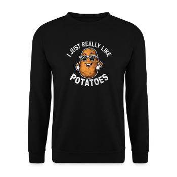 I Just Really Like Potatoes Funny - Unisex Sweatshirt - black - Front - Alina (178cm) & Michal (187cm)