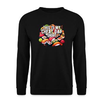 Cheat Day Sushi GYM Body Building Nutrition Funny - Unisex Sweatshirt - black - Front - Alina (178cm) & Michal (187cm)