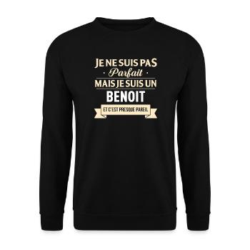 Je Ne Suis Pas Parfait Mais Je Suis Un Benoit E... - Sweat-shirt Unisexe - noir - Devant - Alina (178cm) & Michal (187cm)