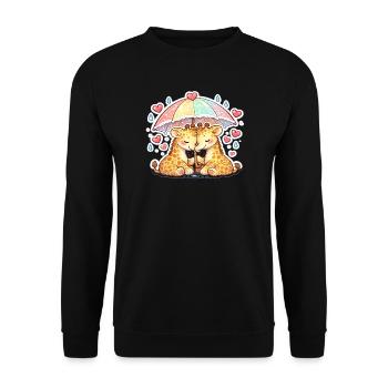 Kuschelige Giraffen unter Regenbogen - Unisex Pullover - Schwarz - Vorne - Alina (178cm) & Michal (187cm)