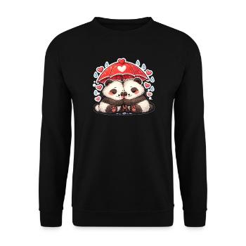 Panda Rain Heart Under Umbrella - Unisex Sweatshirt - black - Front - Alina (178cm) & Michal (187cm)