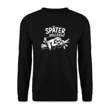 Später Vielleicht Sloth - Unisex Pullover - Schwarz - Vorne - Alina (178cm) & Michal (187cm)