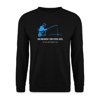 Ich bin nicht zum Spaß hier zum Angeln - Lustiger  - Unisex Pullover - Schwarz - Vorne - Alina (178cm) & Michal (187cm)
