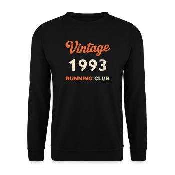Vintage 1993 Running Club Geburtstag Geschenkidee - Unisex Pullover - Schwarz - Vorne - Alina (178cm) & Michal (187cm)