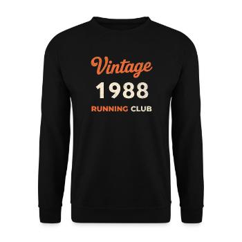 Vintage 1988 Running Club Geburtstag Geschenkidee - Unisex Pullover - Schwarz - Vorne - Alina (178cm) & Michal (187cm)