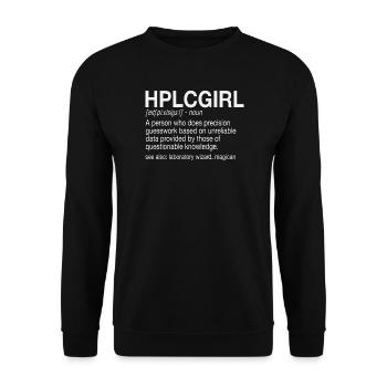 High Performance Liquid Chromatography HPLC Girl - Unisex Sweatshirt - black - Front - Alina (178cm) & Michal (187cm)
