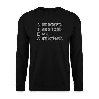 Mindfulness, Moments, Memories, Happiness - Unisex Sweatshirt - black - Front - Alina (178cm) & Michal (187cm)