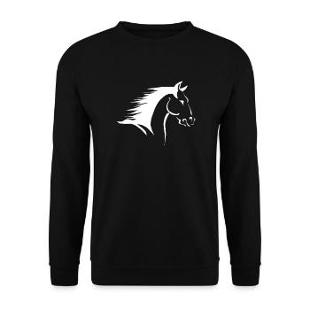 Horse head silhouette in contrast - Unisex Sweatshirt - black - Front - Alina (178cm) & Michal (187cm)
