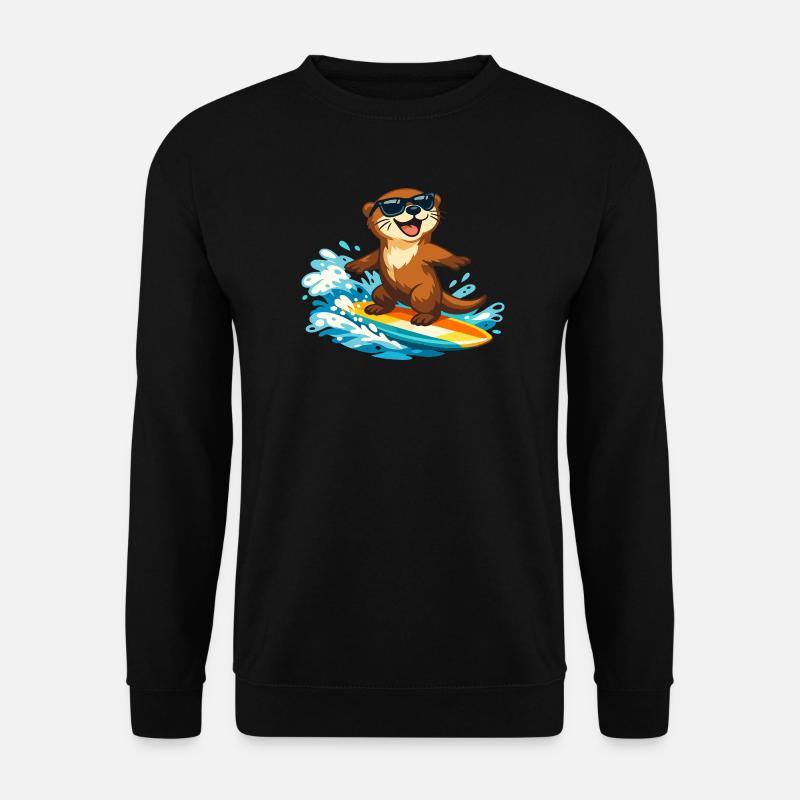 Otter Surfer Sonnenbrille - Unisex Pullover - Schwarz