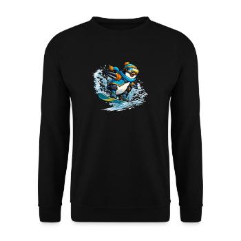 Penguin Snowboard Bleu-Orange - Sweat-shirt Unisexe - noir - Devant - Alina (178cm) & Michal (187cm)