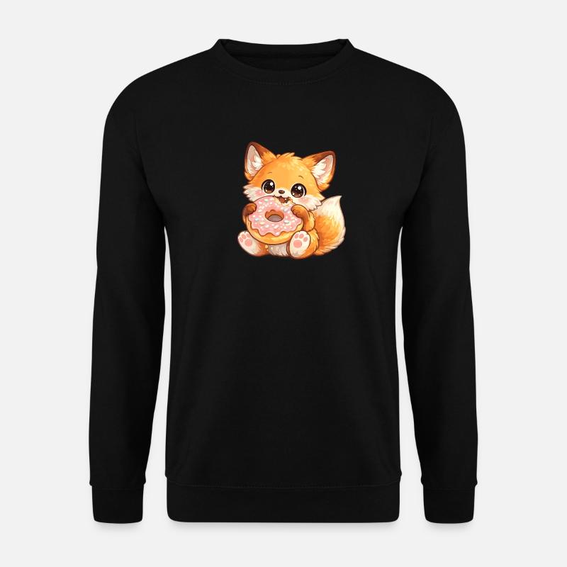 Fuchschen mit Donut - Unisex Pullover - Schwarz